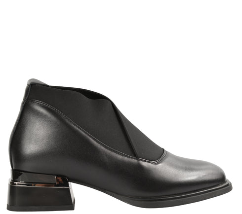 Ghete casual, dama, KARISMA, W170003A negru, piele naturala